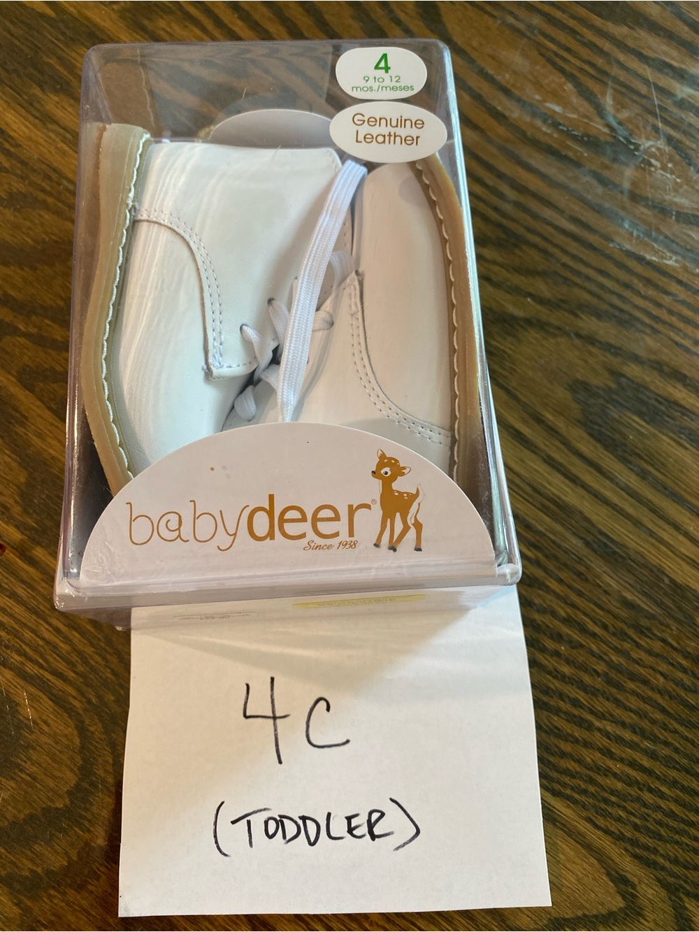 Baby Deer White Leather Toddler Lace-Up Shoes